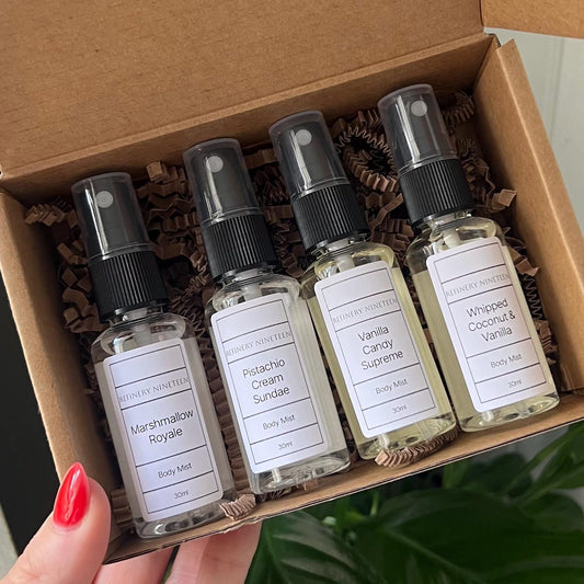 Body Spray gift set bundle of 4 x body mists-Vanilla Candy Supreme, Pistachio Cream Sundae, Whipped Coconut & Vanilla, Marshmallow Royale
