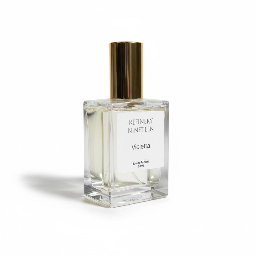 VIOLETTA Artisan Eau de Parfum edp. Handcrafted niche perfume 2ml, 10ml, 30ml, 100ml. Handmade fragrance UK luxury gourmand Parma violet