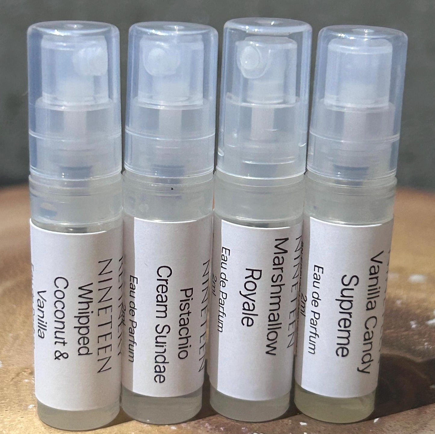 NEW! 8 x 2ml edp eau de parfum sample bundle Sweet & fruity luxury blends-new launch full set.  Vanilla, Pistachio, Marshmallow, Lychee,