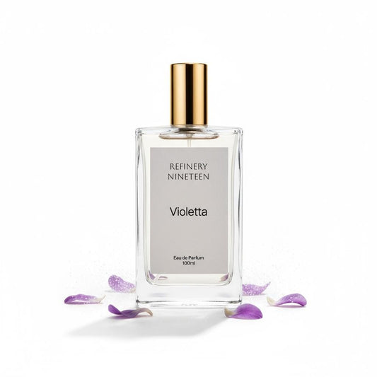 VIOLETTA Artisan Eau de Parfum edp. Handcrafted niche perfume 2ml, 10ml, 30ml, 100ml. Handmade fragrance UK luxury gourmand Parma violet